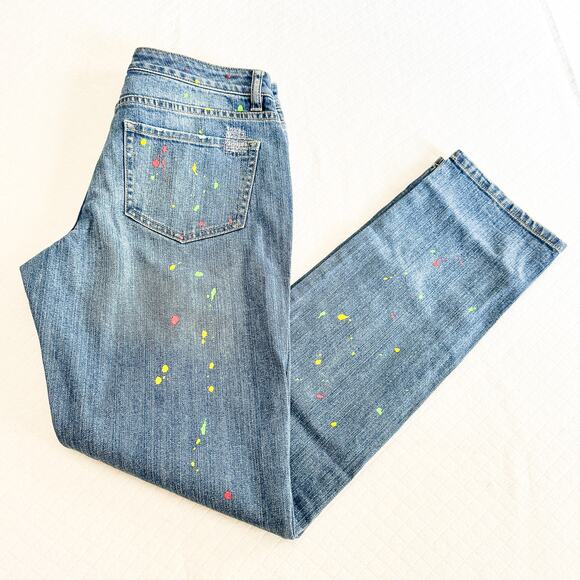Caslon Slim Boyfriend Splatter Paint Denim Jeans Zip Fly Straight Leg Size 27 - Picture 8 of 8